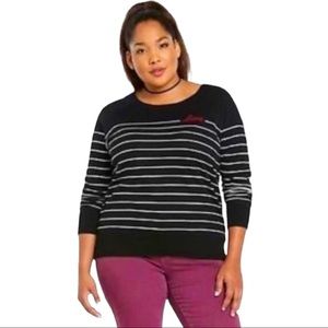 Torrid striped black and white love sweater